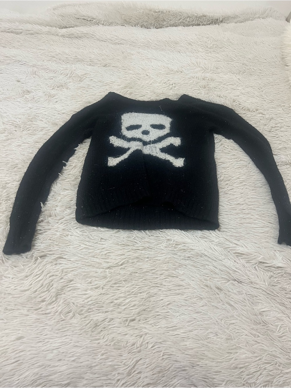 Sweater Project Black Crewneck Sweater with White Skull & Crossbones
